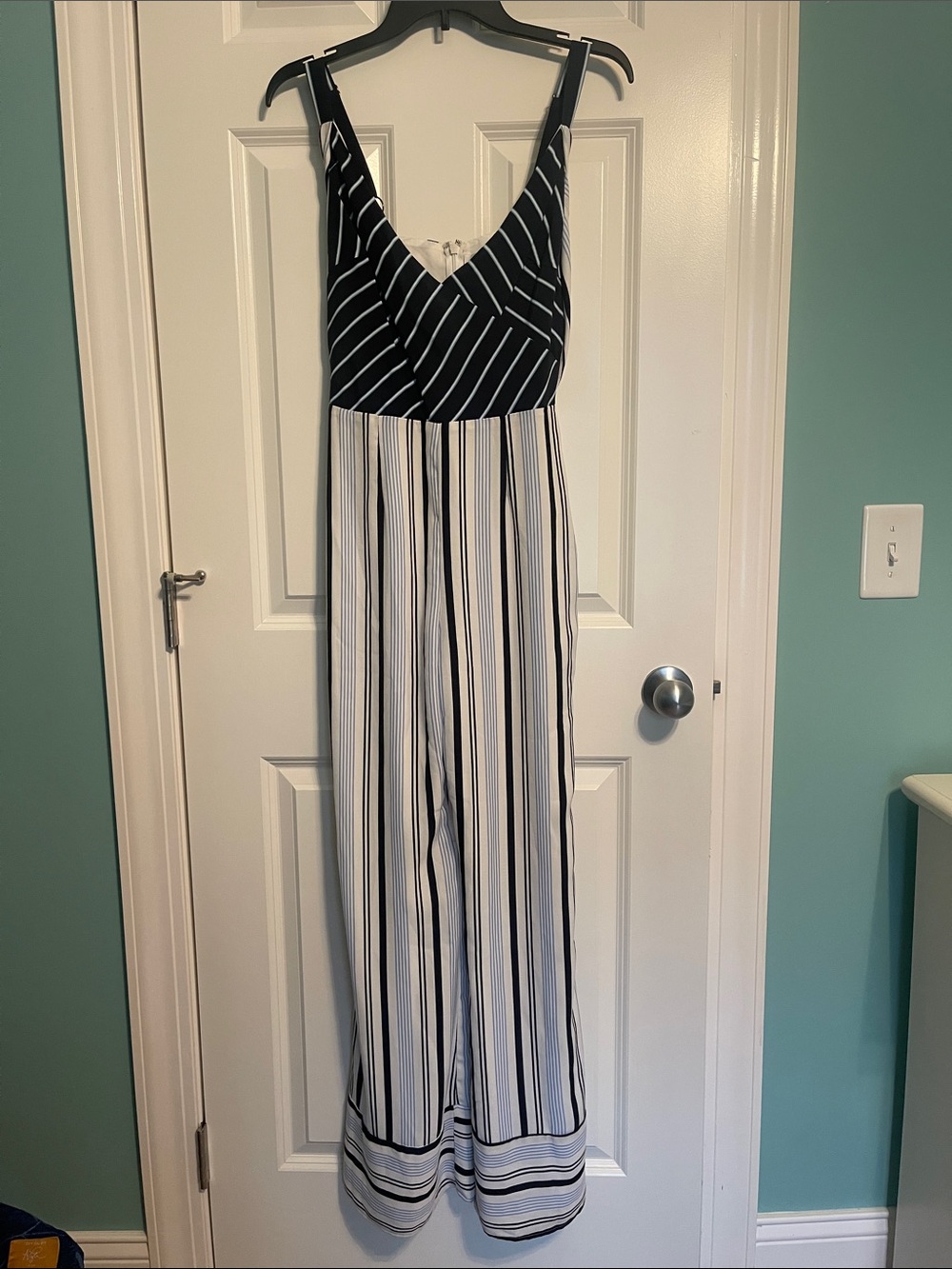 Striped Black & White Wide-Leg Jumpsuit